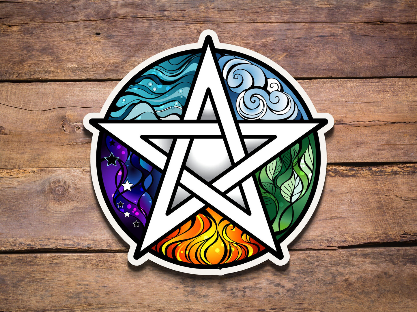 Witch pentagram sticker, 5 elements sticker, halloween sticker, witchy sticker, fall sticker, spooky sticker, sticker for laptop