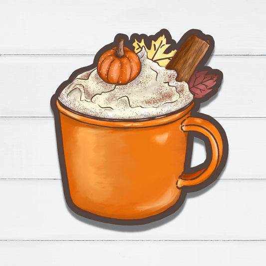 Pumpkin spice coffee sticker, fall sticker, halloween sticker, fall aesthetic, cinnamon coffee sticker, die cut sticker, laptop sticker