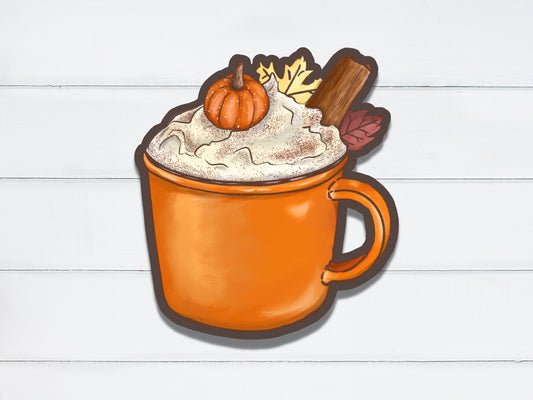 Pumpkin spice coffee sticker, fall sticker, halloween sticker, fall aesthetic, cinnamon coffee sticker, die cut sticker, laptop sticker