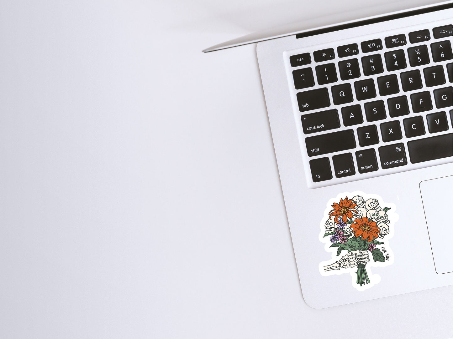 Skeleton Halloween sticker, halloween flower sticker, clear vinyl sticker, skull sticker, gift for halloween, gift for best friend