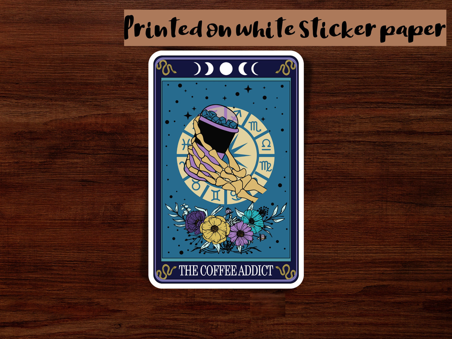Coffee Tarot Card Sticker: Witchy Coffee Lover Laptop Decal
