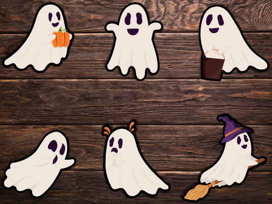 Ghost Sticker Set: Halloween Vinyl Decals, Kids' Stickers (Set of 6)
