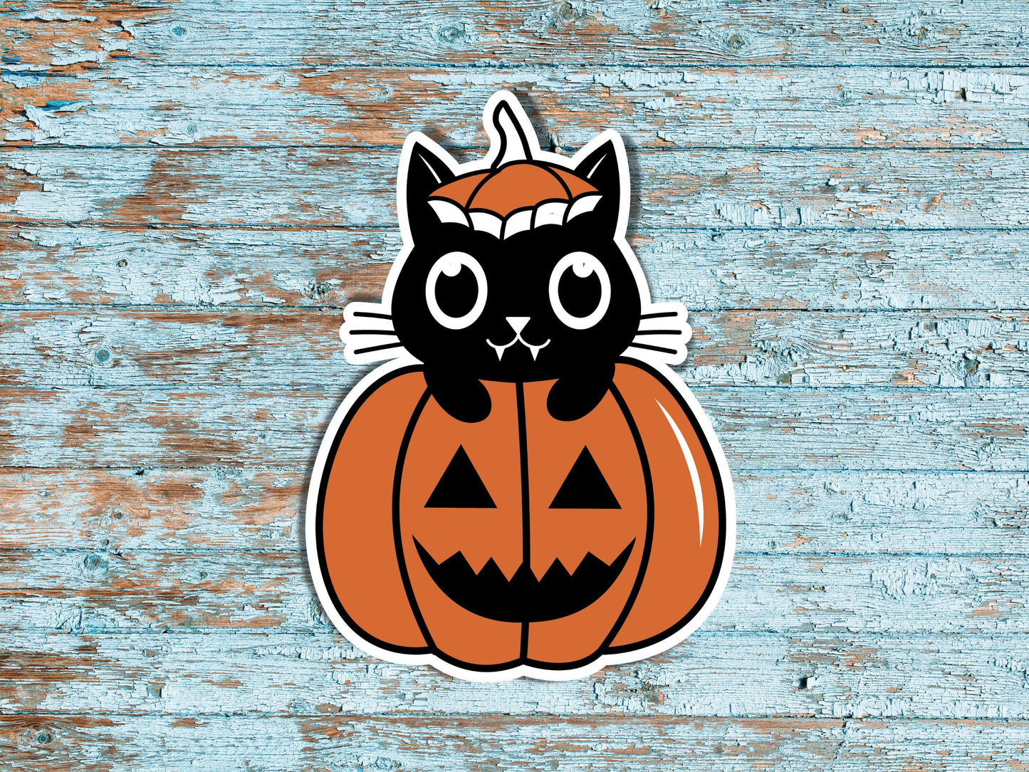 Set of 8- black cat and pumpkin sticker, halloween sticker, pet lover sticker, cat lady sticker, fall sticker