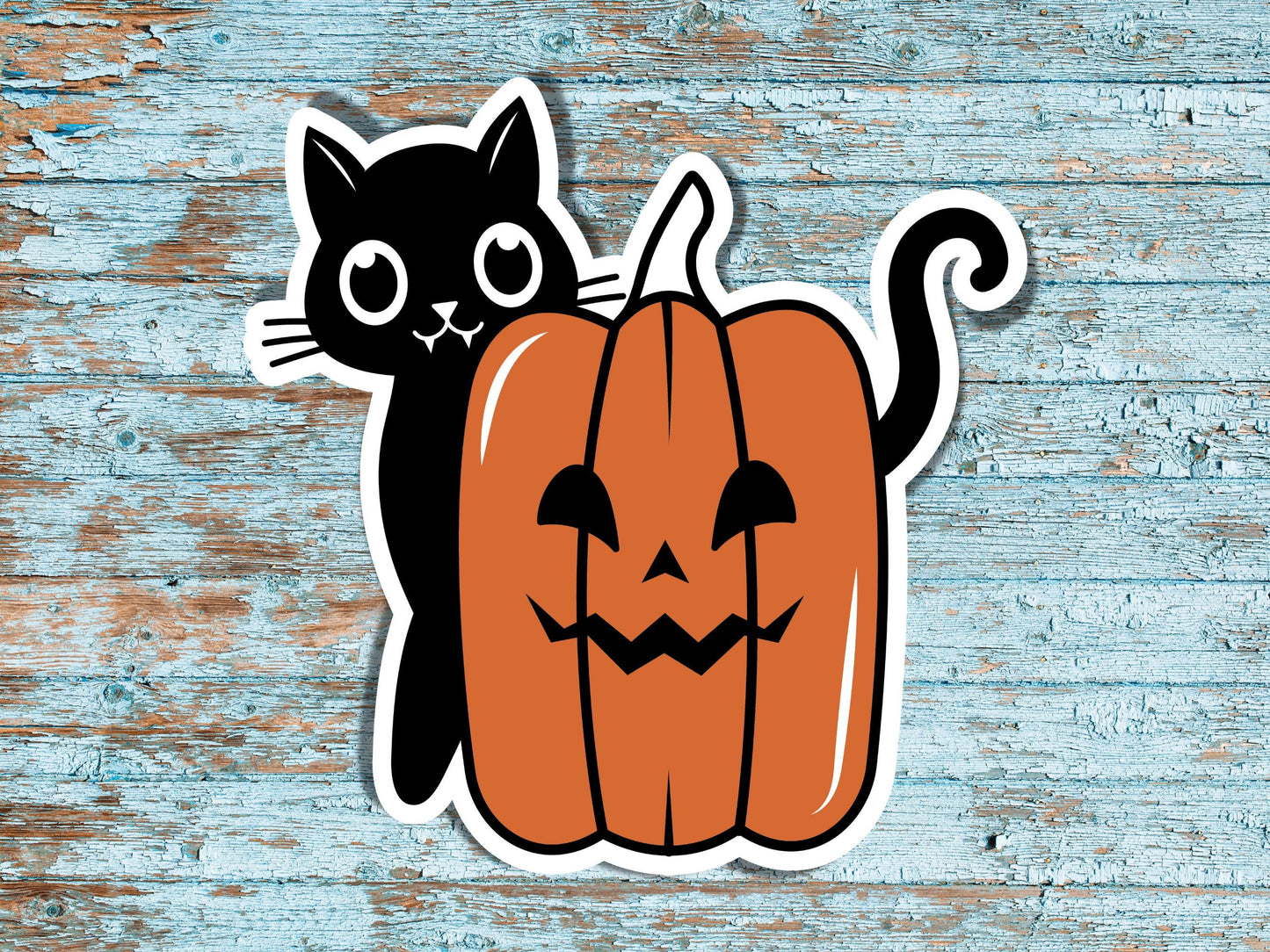 Set of 8- black cat and pumpkin sticker, halloween sticker, pet lover sticker, cat lady sticker, fall sticker