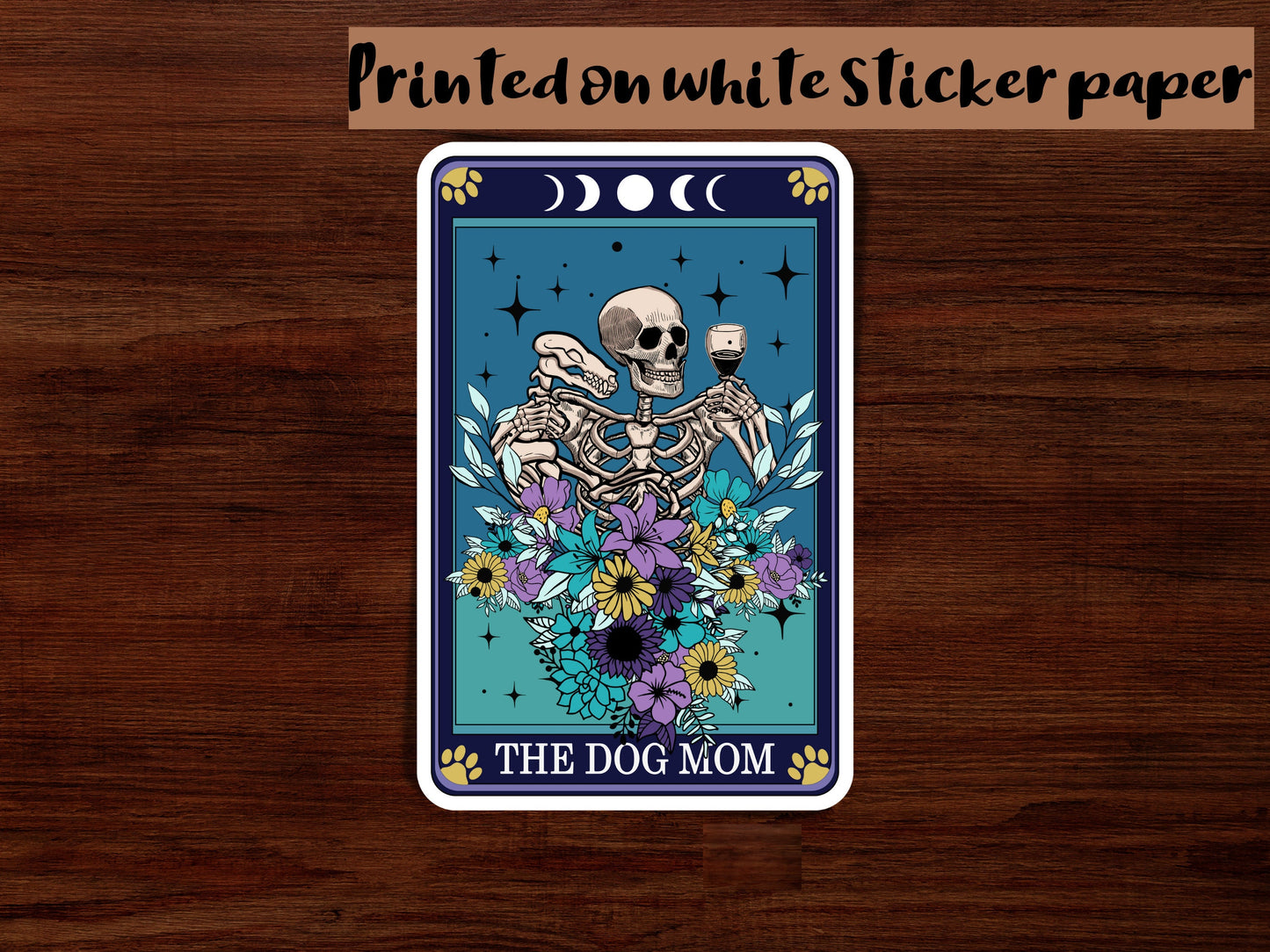 Dog Mom Tarot Card Sticker: Spooky Waterproof Vinyl Decal