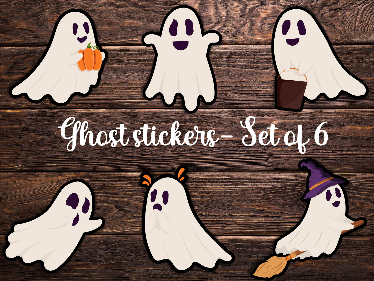 Ghost Sticker Set: Halloween Vinyl Decals, Kids' Stickers (Set of 6)