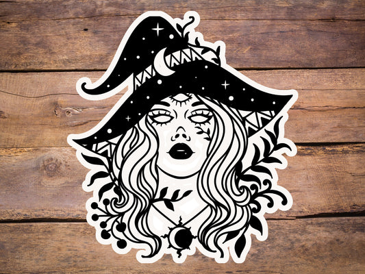 Witch glossy sticker, halloween sticker, witch aesthetic sticker, laptop sticker, notebook sticker, gift for friend, diecut sticker