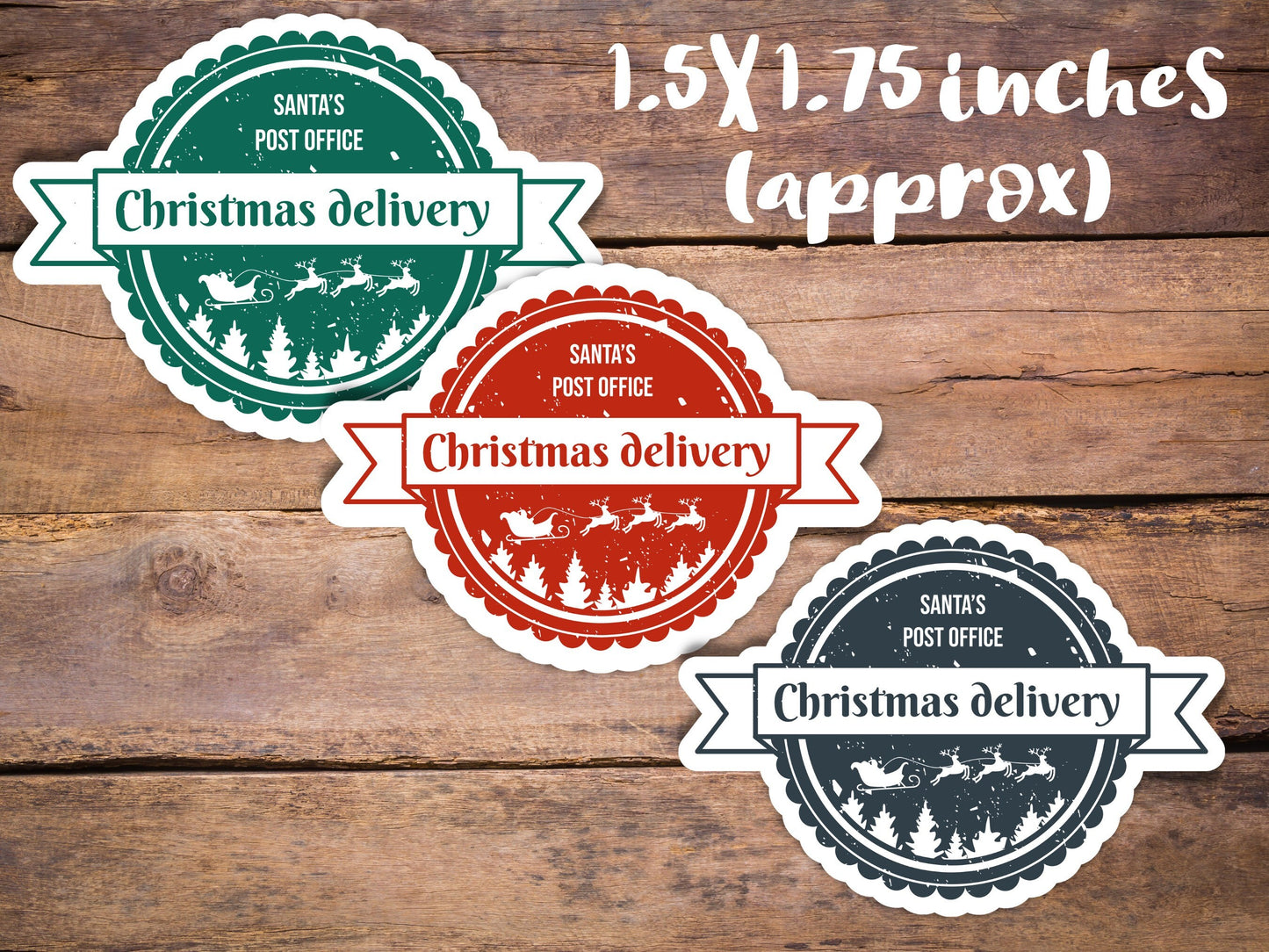 Christmas sticker- set of 12, christmasmail, gift packaging, north pole sticker, die cut stickers