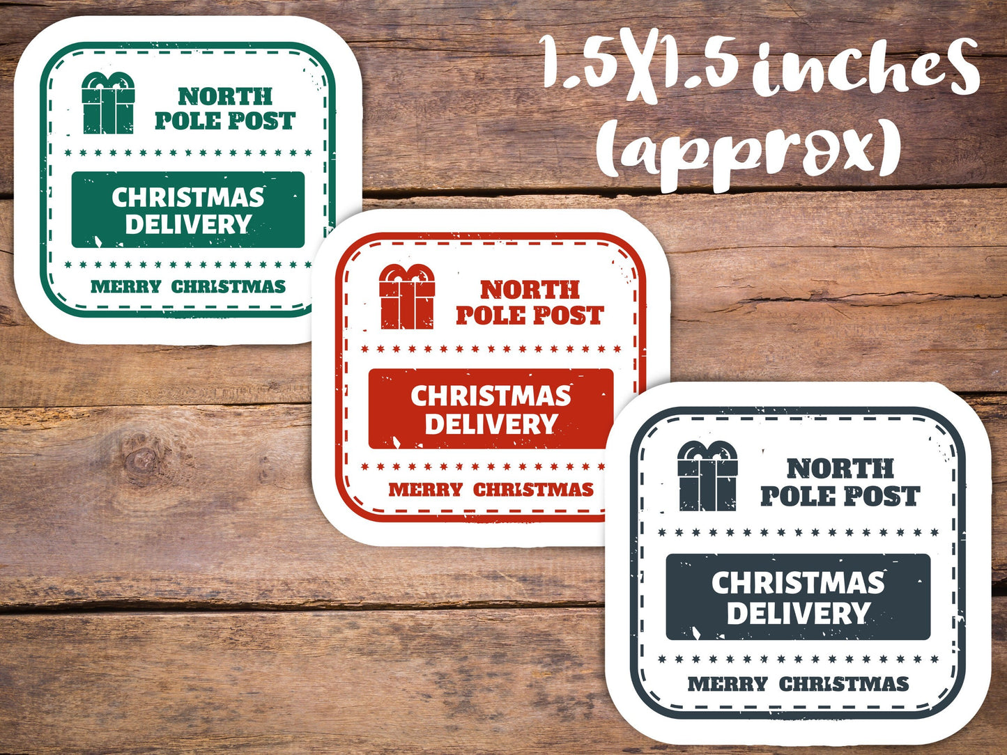 Christmas sticker- set of 12, christmasmail, gift packaging, north pole sticker, die cut stickers