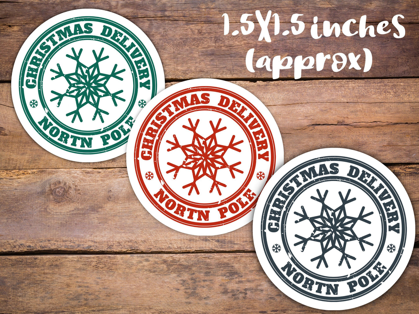 Christmas sticker- set of 12, christmasmail, gift packaging, north pole sticker, die cut stickers