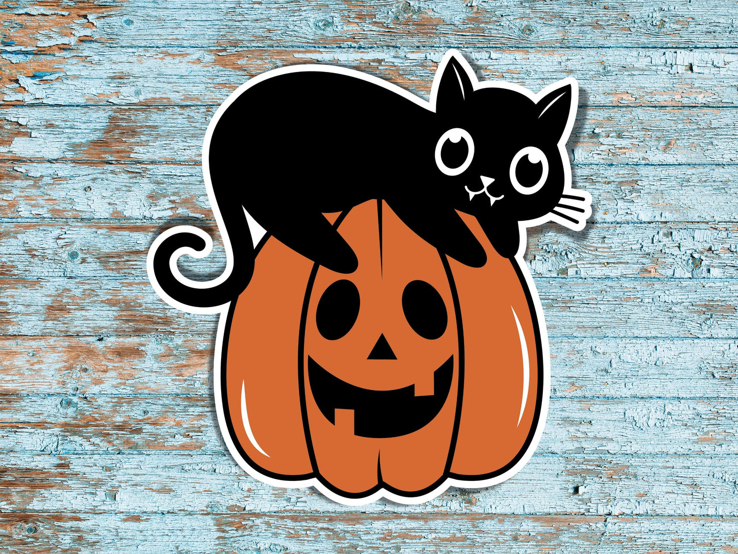Set of 8- black cat and pumpkin sticker, halloween sticker, pet lover sticker, cat lady sticker, fall sticker