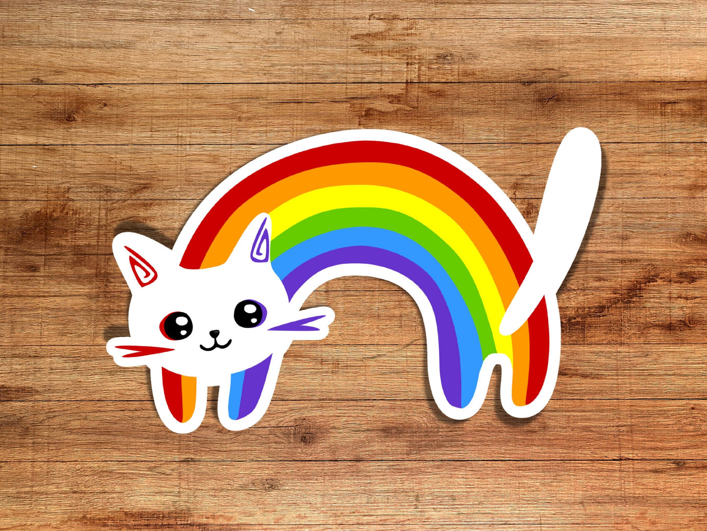 Rainbow cat glossy sticker, rainbow sticker, Pride sticker, LGBTQ sticker, Cat lovers sticker