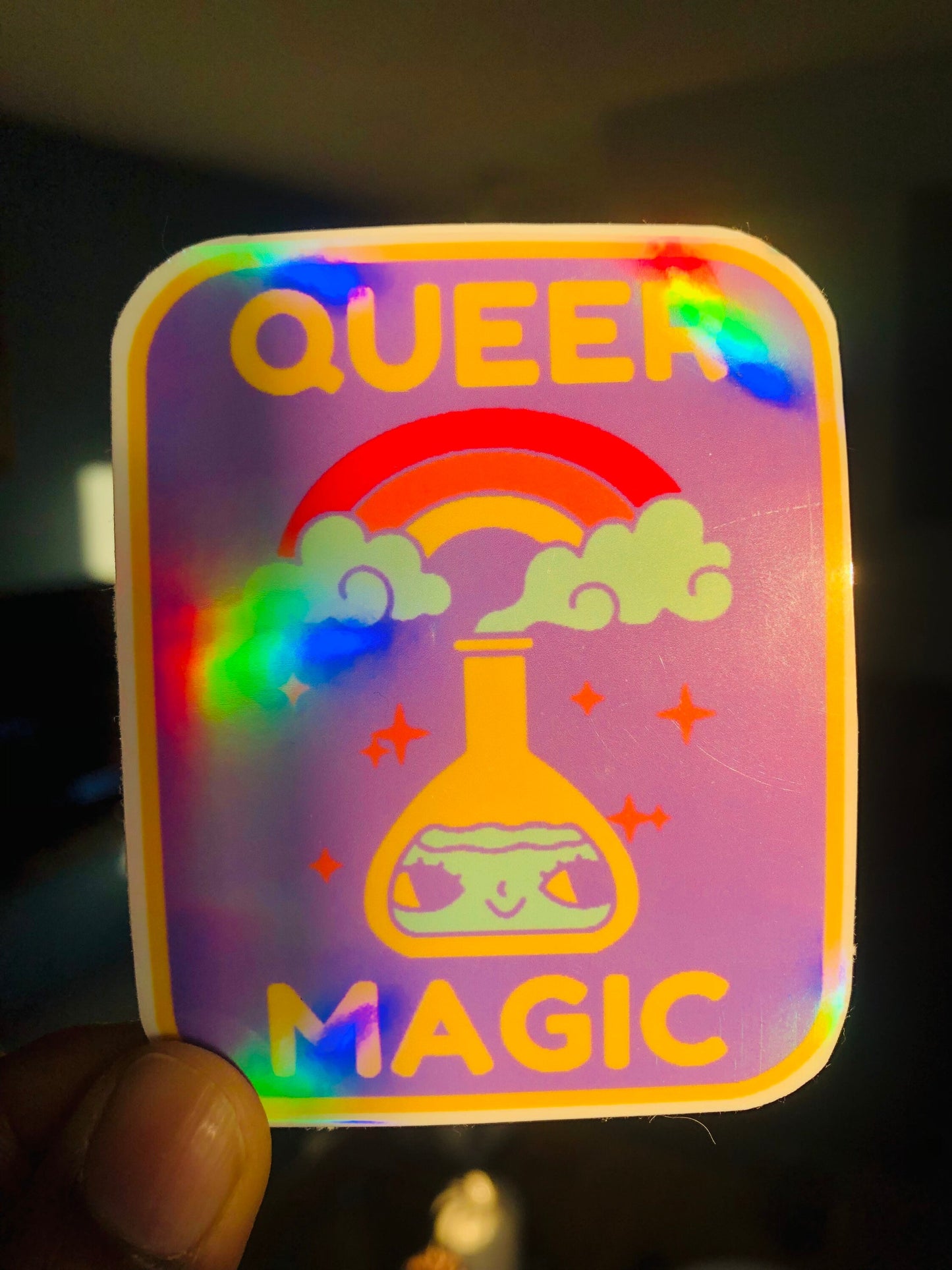 Queer magic holographic sticker, diecut sticker, pride sticker, LGBTQ sticker, pride month sticker, laptop sticker, craft fair sticker