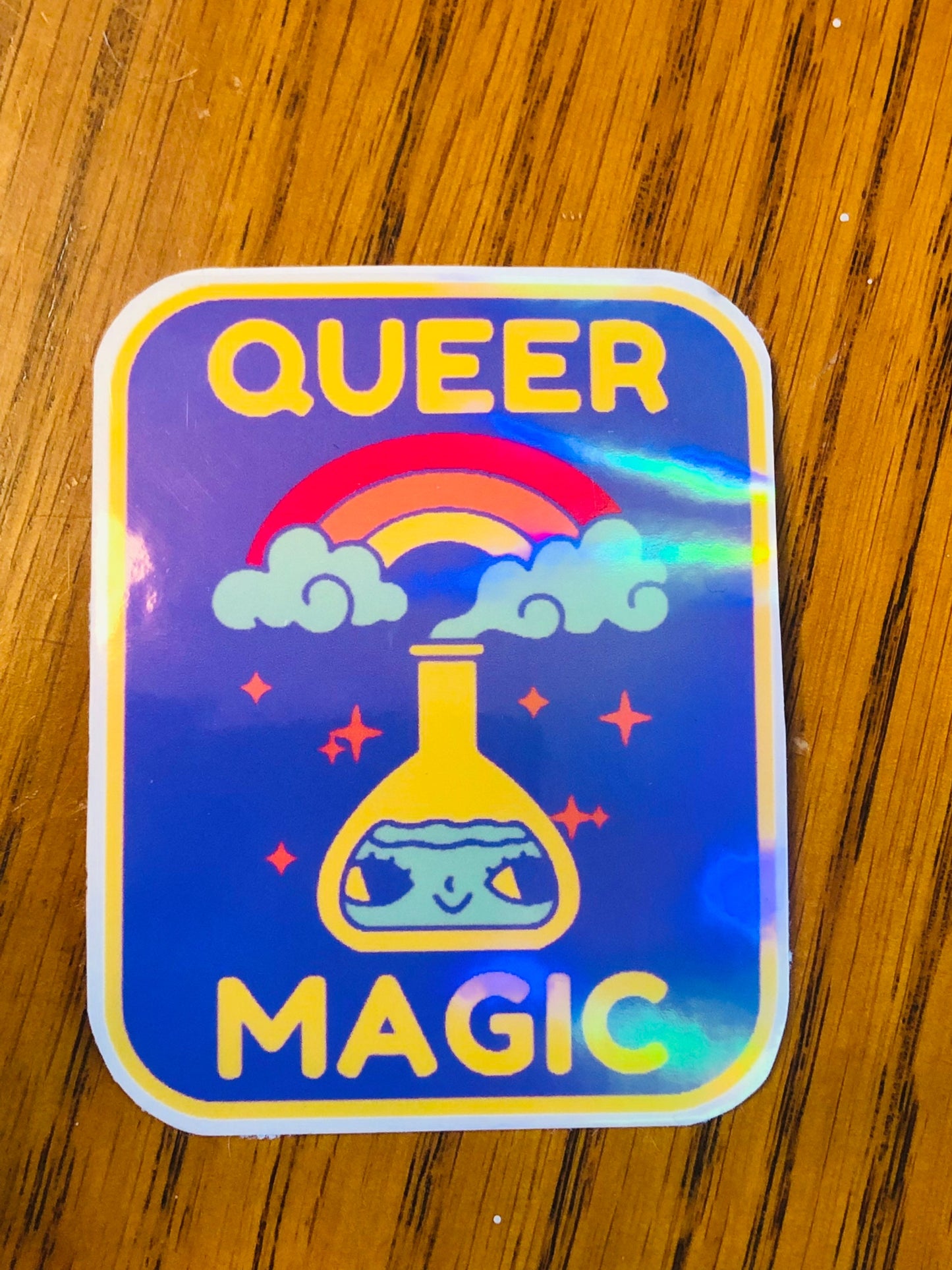 Queer magic holographic sticker, diecut sticker, pride sticker, LGBTQ sticker, pride month sticker, laptop sticker, craft fair sticker
