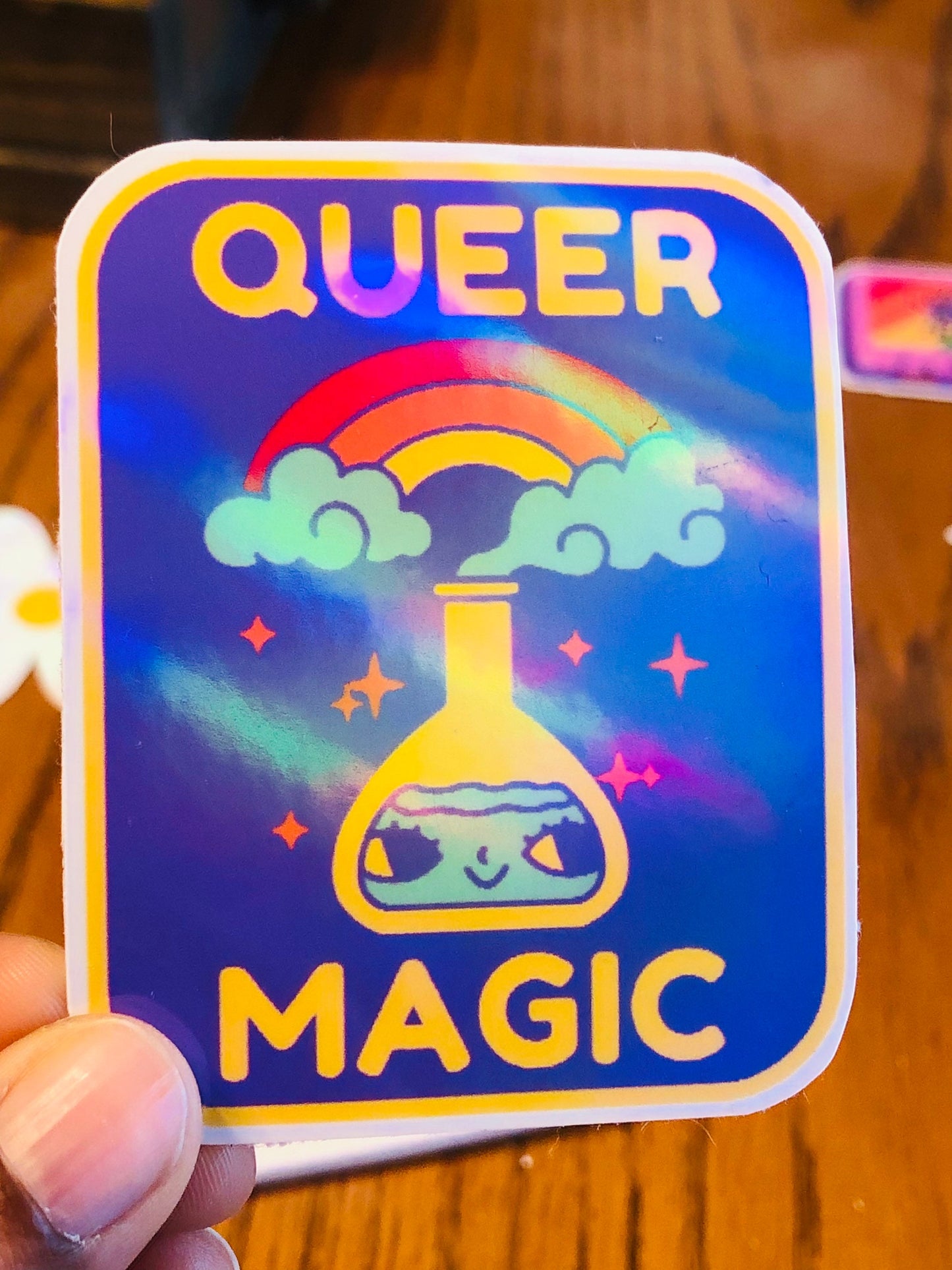 Queer magic holographic sticker, diecut sticker, pride sticker, LGBTQ sticker, pride month sticker, laptop sticker, craft fair sticker