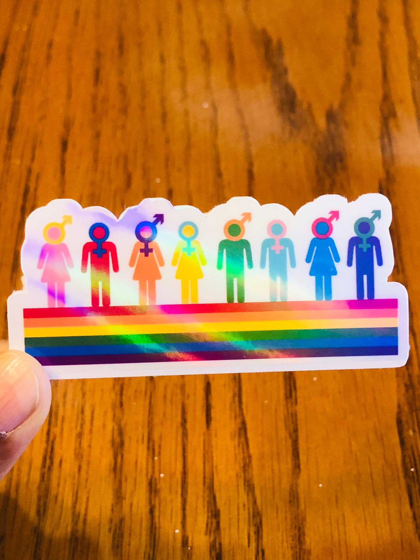Rainbow pride holographic sticker, diecut sticker, pride sticker, LGBTQ+ rights sticker, pride month sticker