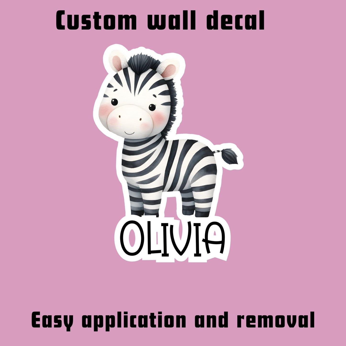 Personalized Zebra Nursery Decal: Custom Name Wall Sticker
