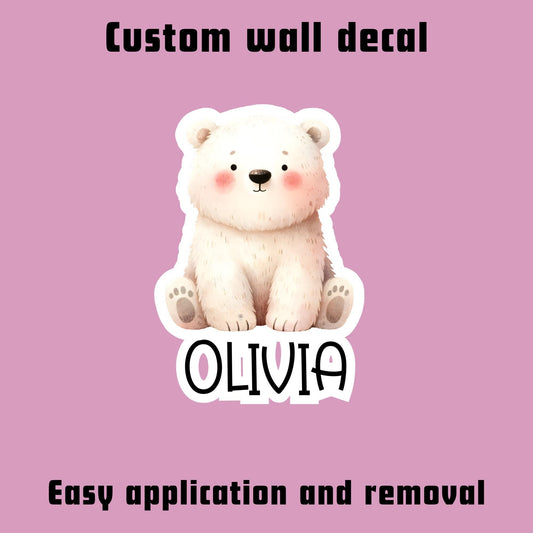 Personalized Polar Bear Nursery Decal: Custom Name Wall Sticker