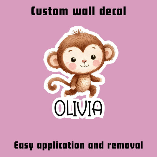 Personalized Monkey Nursery Decal: Custom Name Wall Sticker