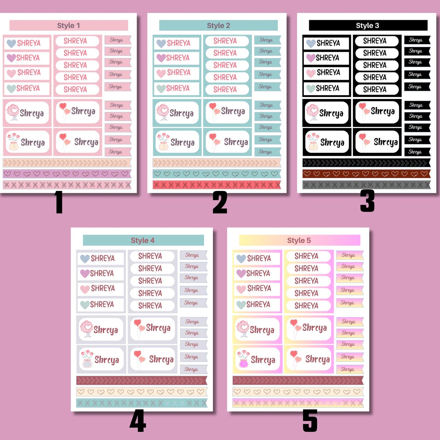 Custom Name Sticker Sheet: Waterproof Vinyl Labels for Kids
