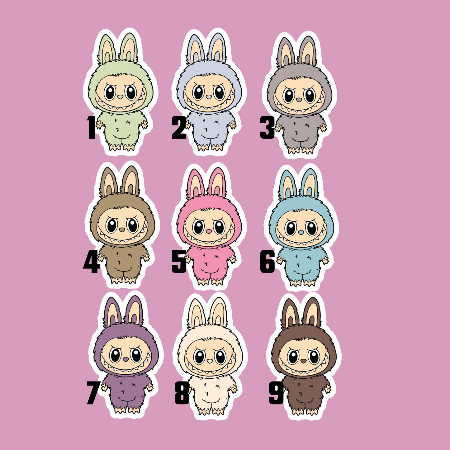 Monsters Macaron Vinyl Sticker Set: Waterproof Laptop Decals