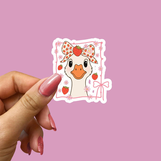 Coquette Goose Sticker – Cute Aesthetic Goose with Bow, Cottagecore Vinyl Sticker, Kawaii Animal Sticker , Journal