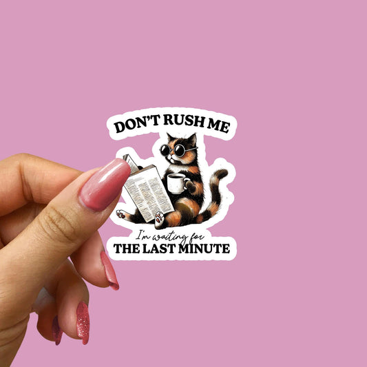 Don't Rush Me Cat Sticker: Funny Procrastinator Vinyl Decal