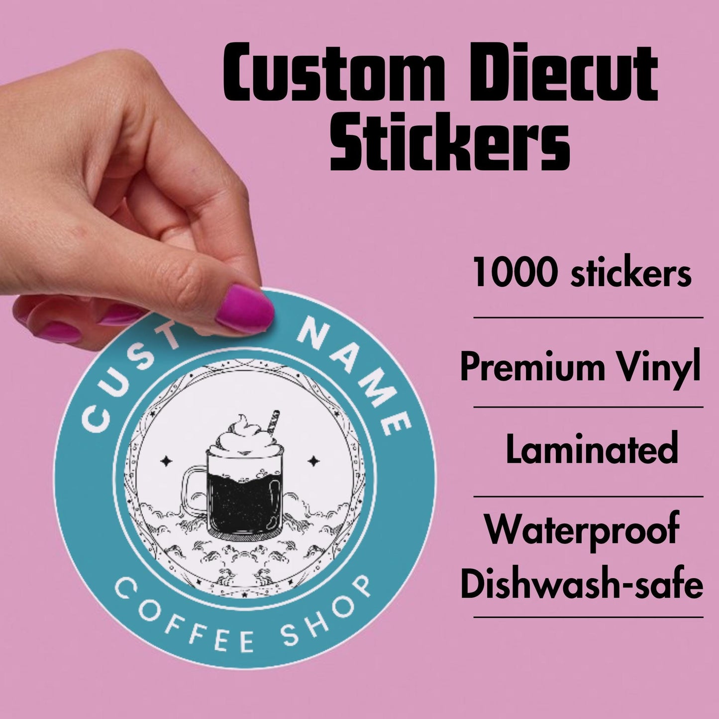 Custom Vinyl Stickers: Die-Cut, Weatherproof, Bulk Set of 1000