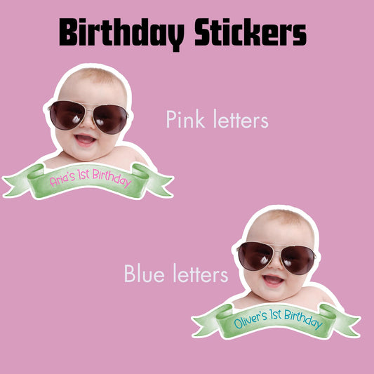 Custom Photo Birthday Stickers: 3" Die-Cut Party Favor Labels
