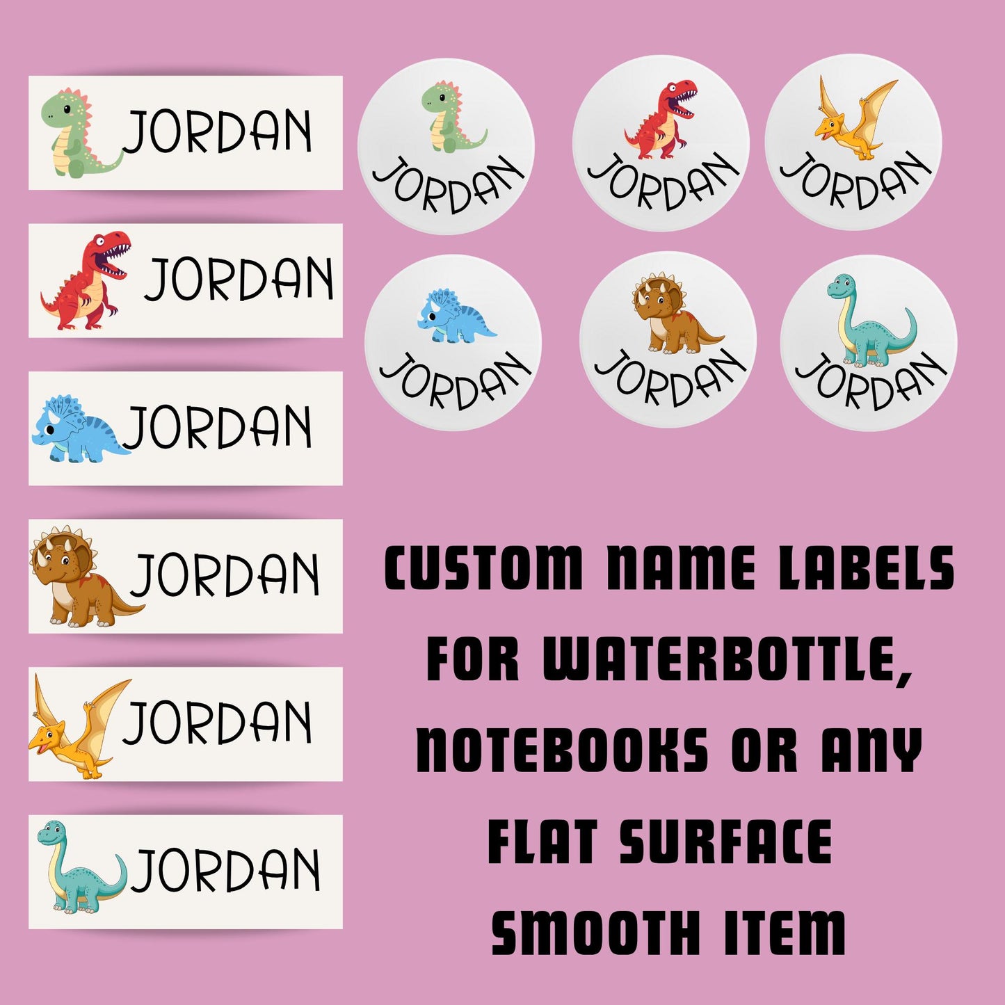 Dinosaur Name Stickers: Waterproof Daycare Labels, 120 Count