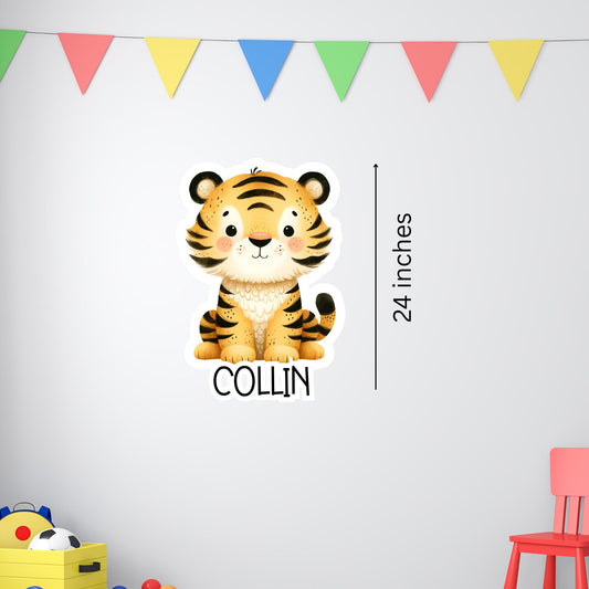 Personalized Tiger Nursery Wall Decal: Custom Baby Name, Vinyl Sticker