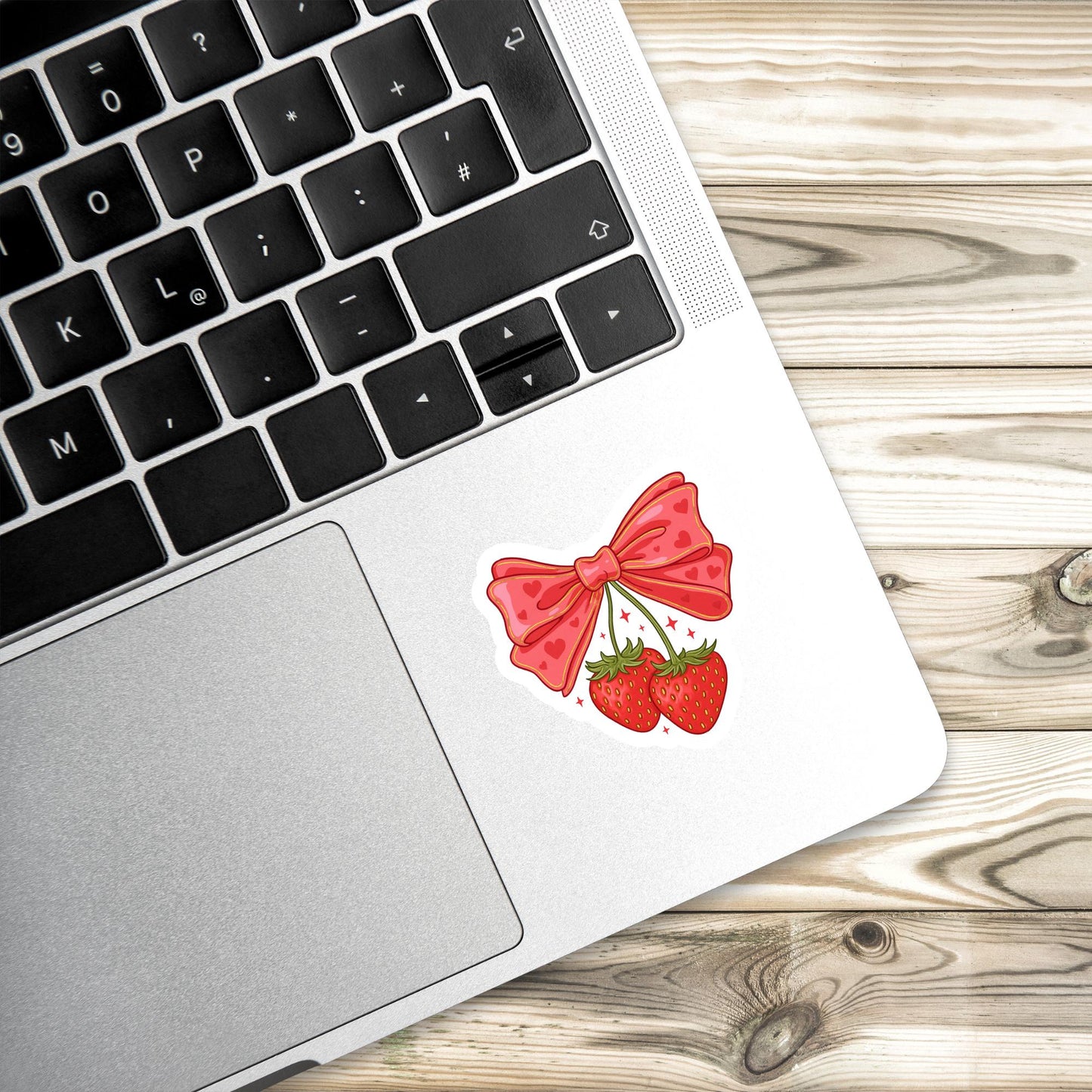 Coquette Strawberry Sticker: Glossy Vinyl Laptop Decal