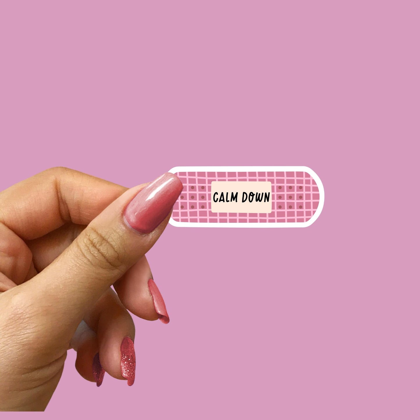 Calm Down Bandage Sticker: Glossy Vinyl Laptop Decal