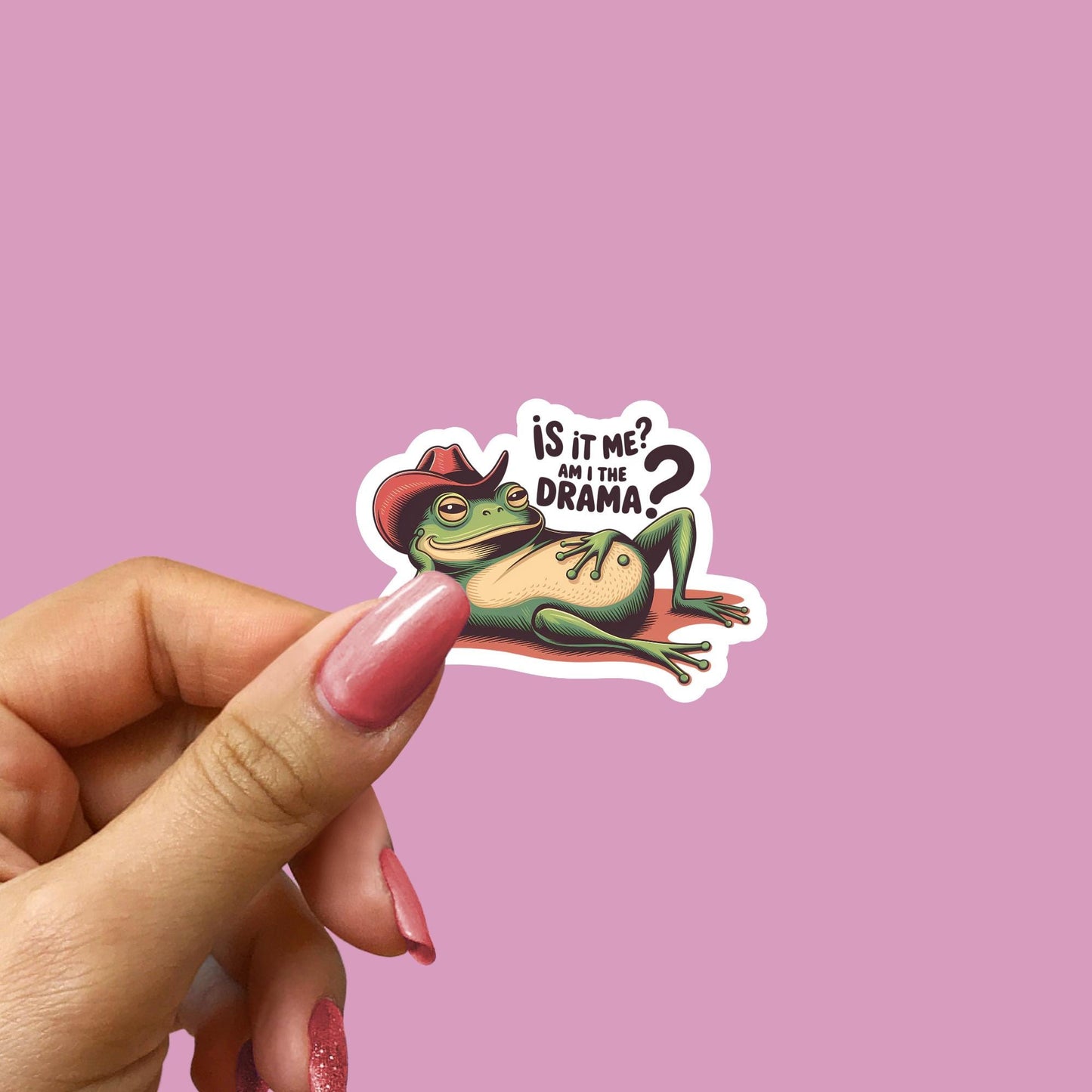Am I the Drama Frog Sticker: Funny Glossy Vinyl Laptop Decal