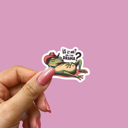Am I the Drama Frog Sticker: Funny Glossy Vinyl Laptop Decal