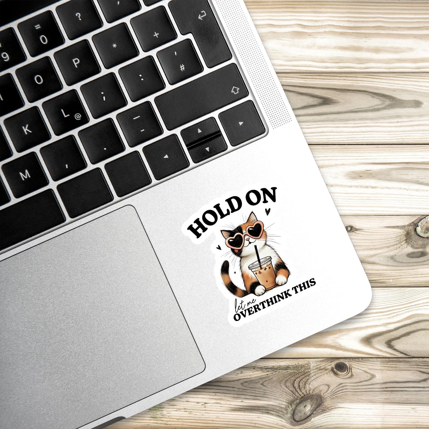 Overthinker Cat Sticker: Iced Coffee, Funny Vinyl Decal