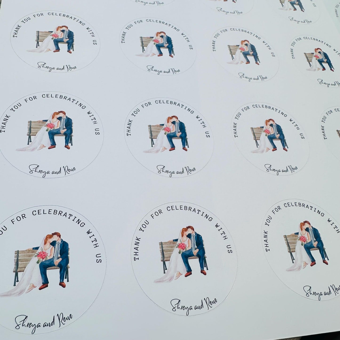 Personalized Wedding Favor Stickers: Set of 20, 1.75" Round Labels