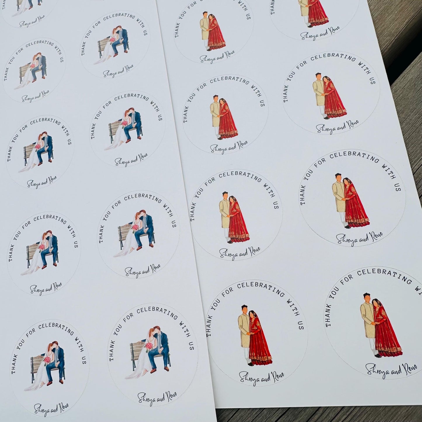 Personalized Wedding Favor Stickers: Set of 20, 1.75" Round Labels