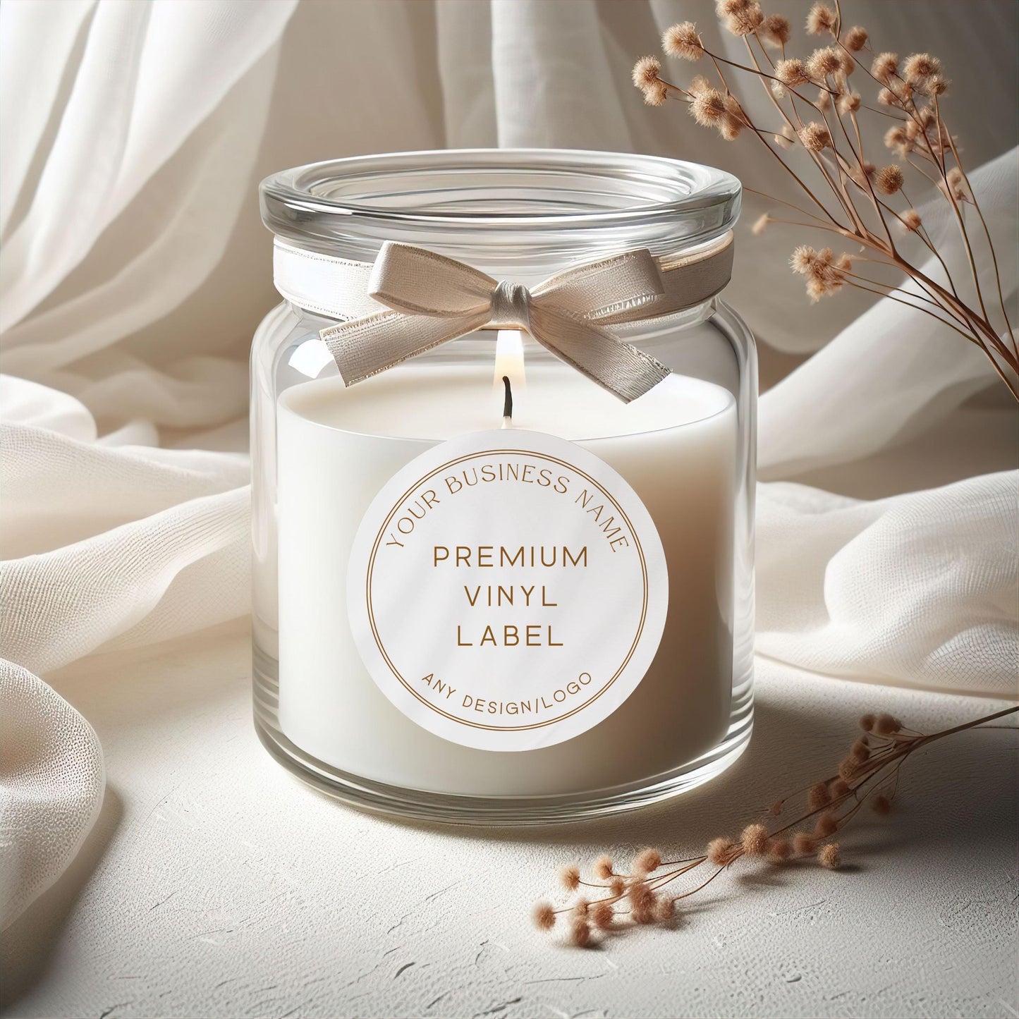 Custom Candle Labels: 3" Round Stickers for Business Branding