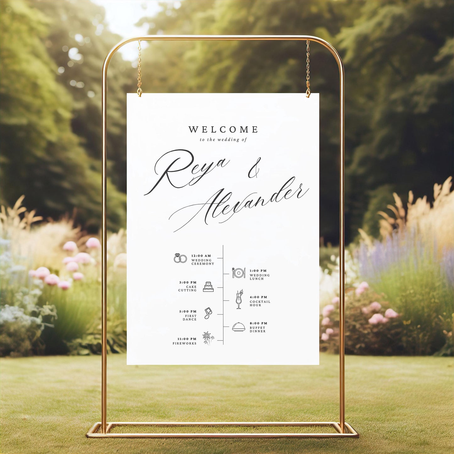 Personalized Wedding Welcome Sign: Elegant Foam Board Timeline