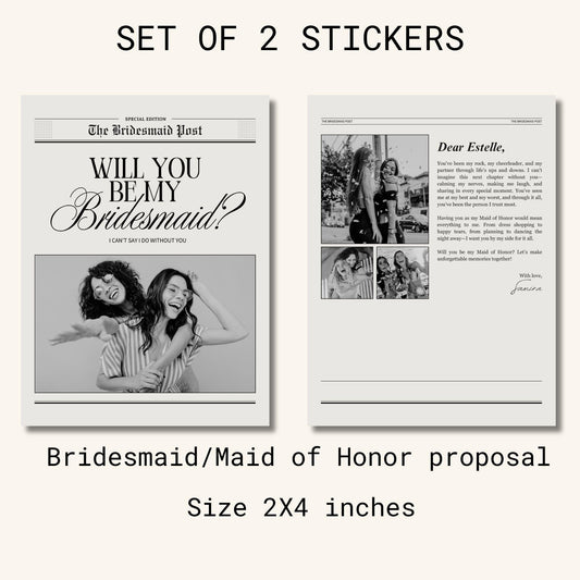 Personalized Bridesmaid Proposal Labels: Custom Champagne & Wine Stickers