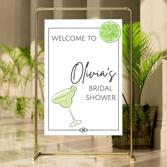 Lime Green Bridal Shower Sign: Minimalist Wedding Decor Canva Template (Digital File)