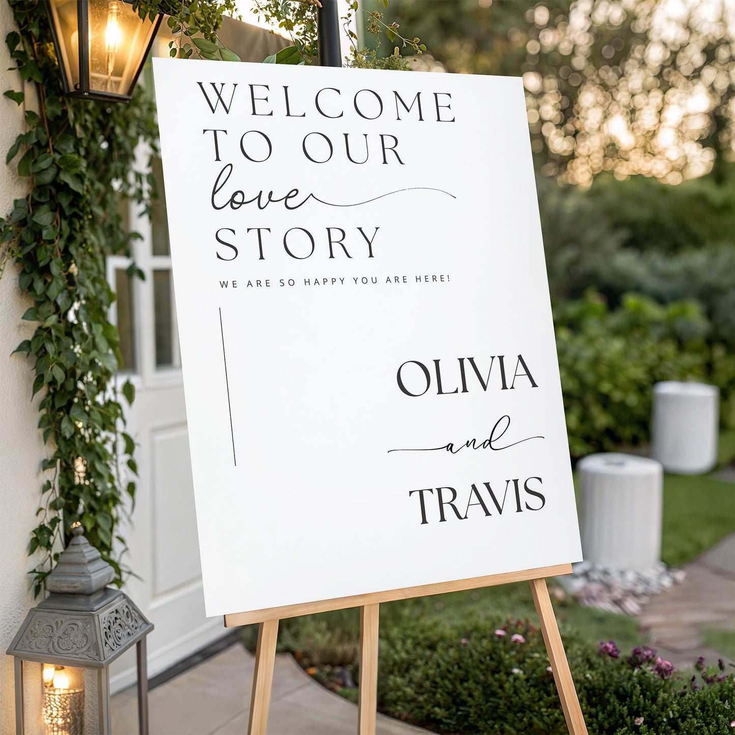 Personalized Wedding Welcome Sign: Minimalist White Foam Board