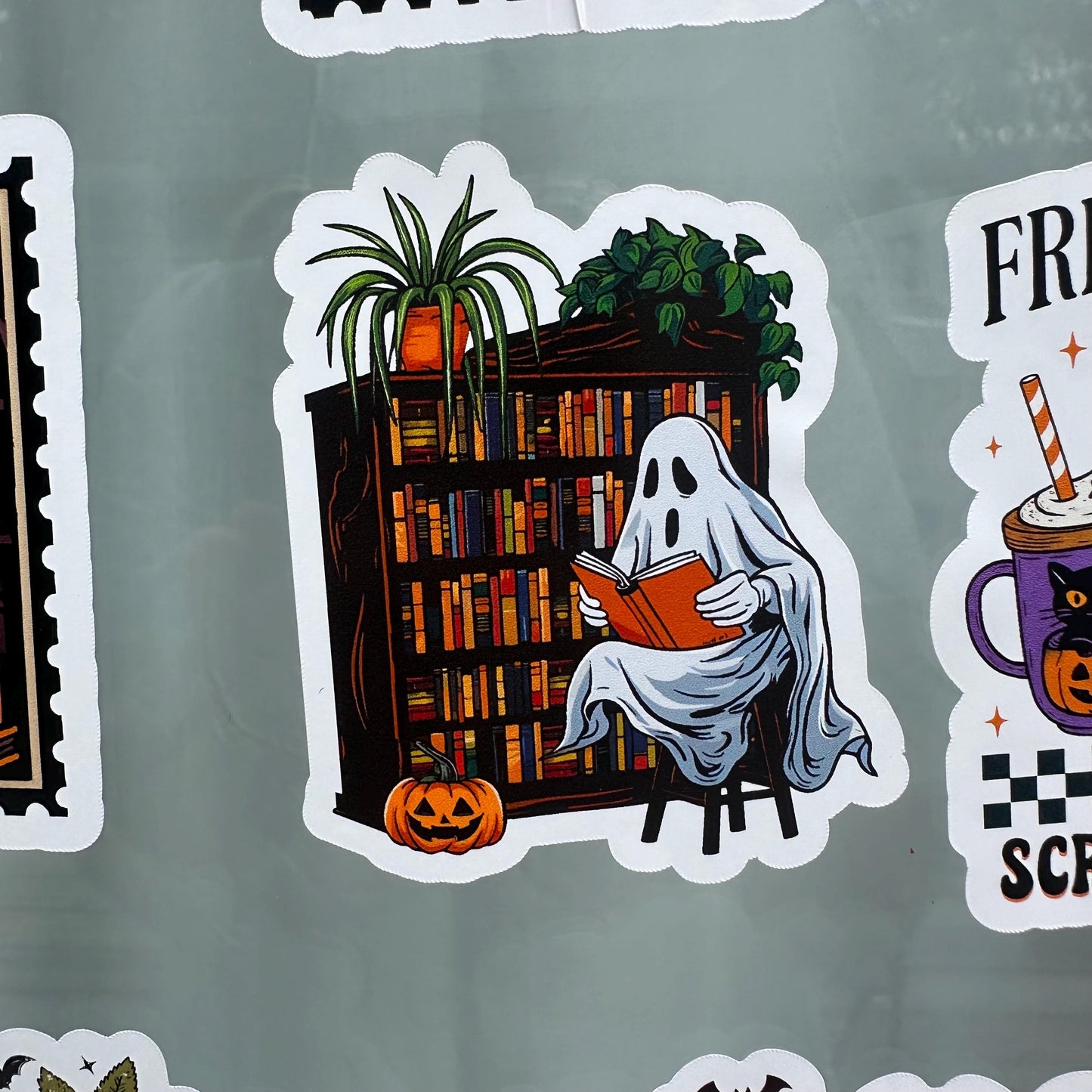 Boo Ghost Reading Sticker: Waterproof Halloween Book Lover Vinyl Decal