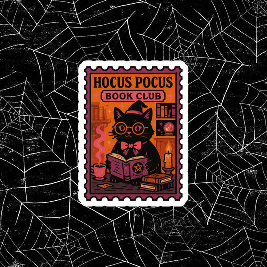 Hocus Pocus Book Club Sticker: Black Cat Waterproof Vinyl Decal