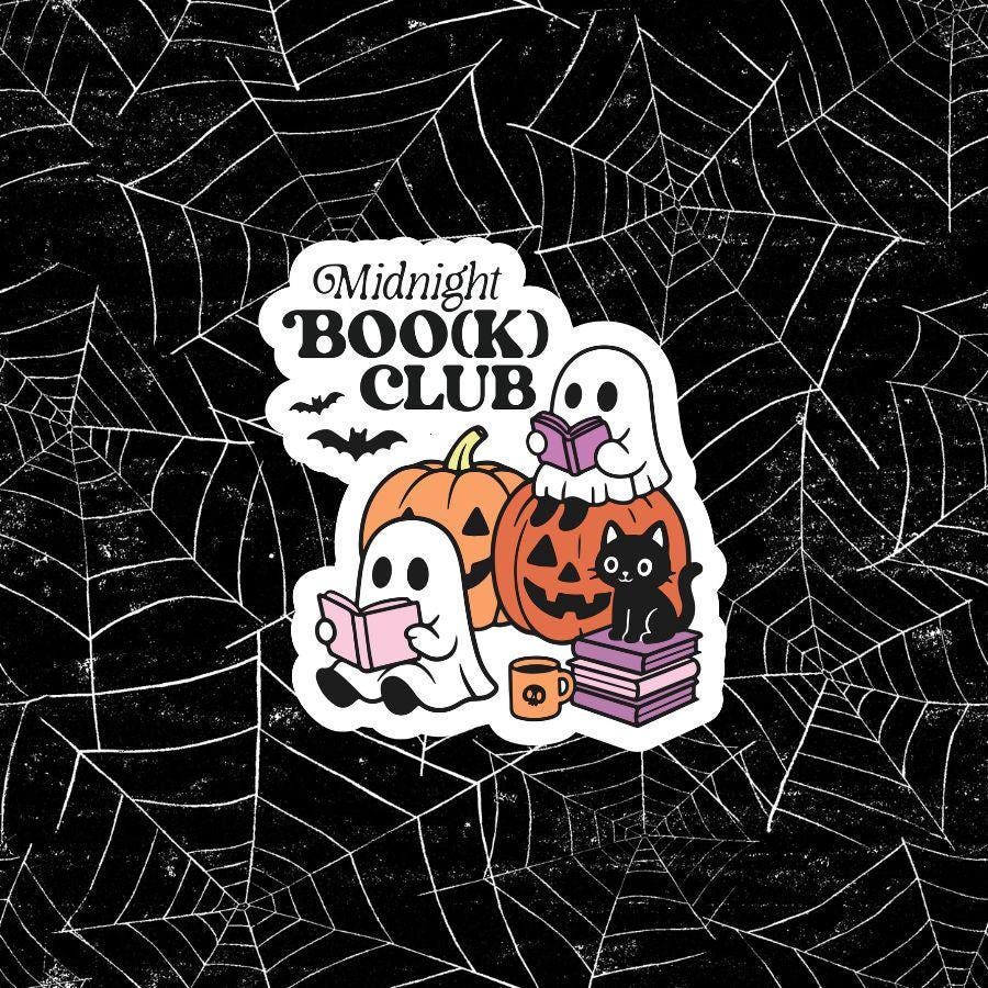 Spooky Ghost Vinyl Sticker: Waterproof Halloween Book Club Decal