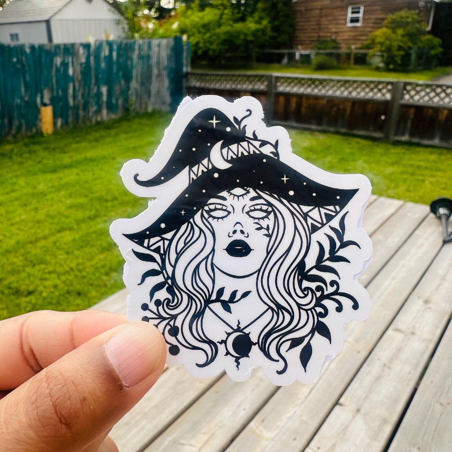 Waterproof Witch Sticker: Spooky Sorceress Decal