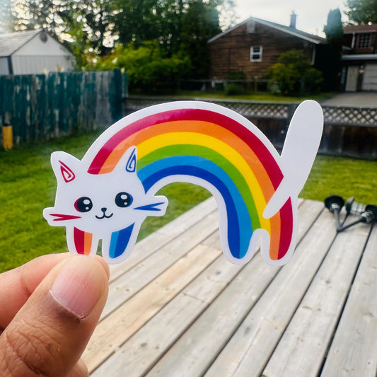 Rainbow Cat Pride Sticker: Water-Resistant Laptop Decal