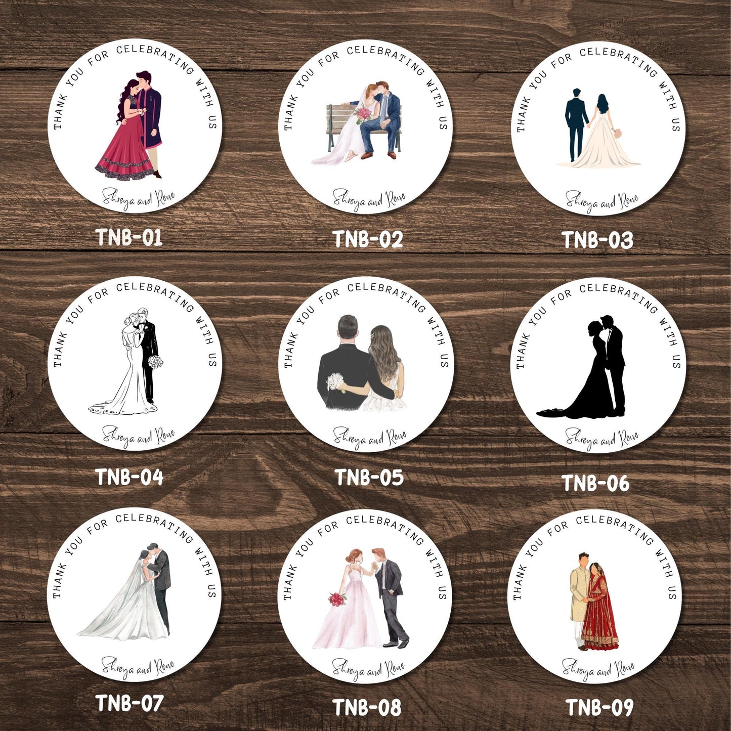 Personalized Wedding Favor Stickers: Set of 20, 1.75" Round Labels