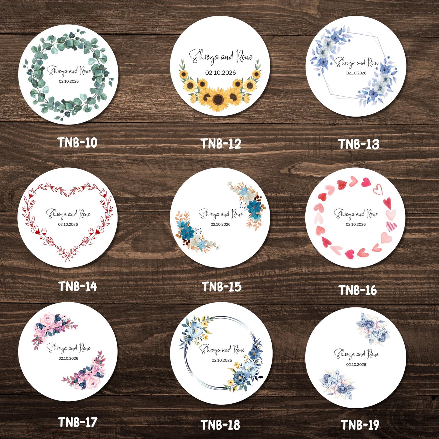 Personalized Wedding Favor Stickers: Set of 20, 1.75" Round Labels